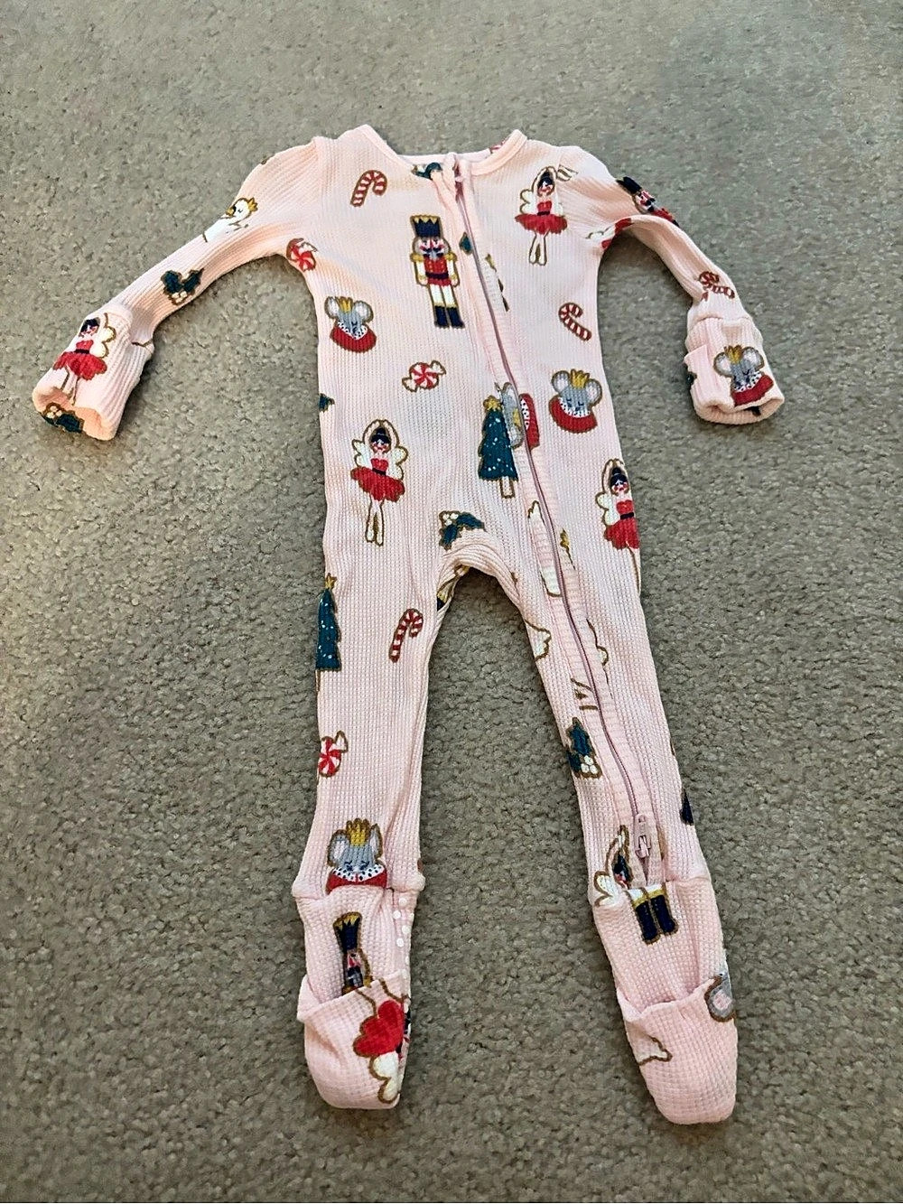 Angel Dear Nutcracker Waffle 2-Way Zipper Footie Baby 0-3M